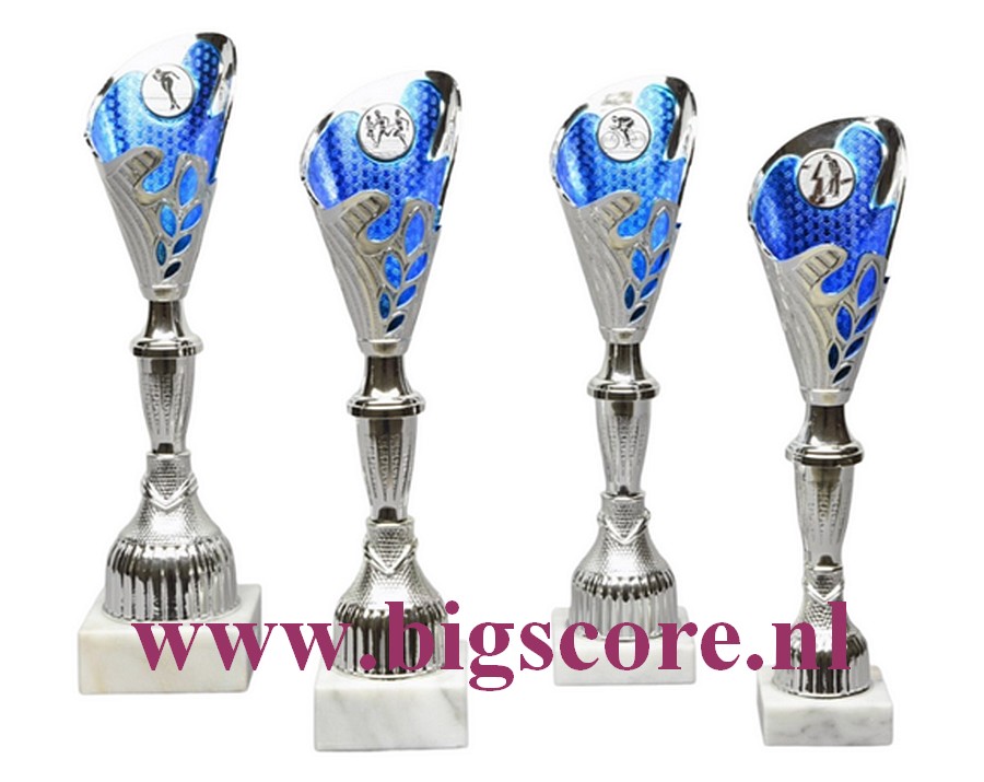 Z 636 Kunststof beker Blauw-Zilver 4 Delig